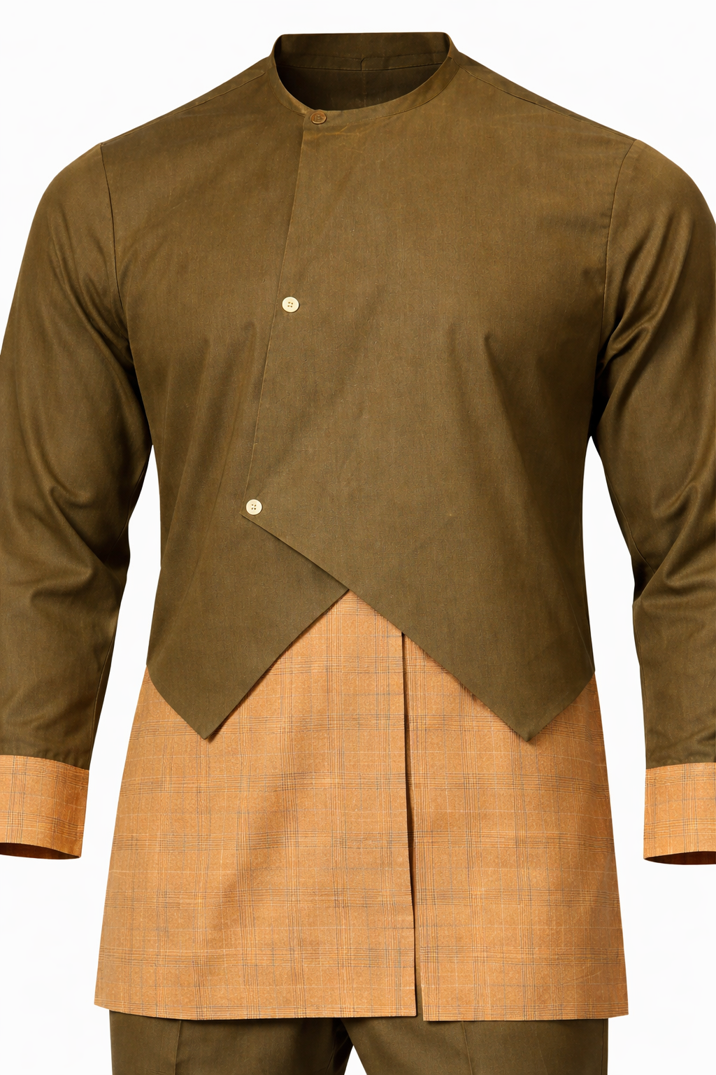 Olive & Tan Asymmetrical Two-Tone Senator Set