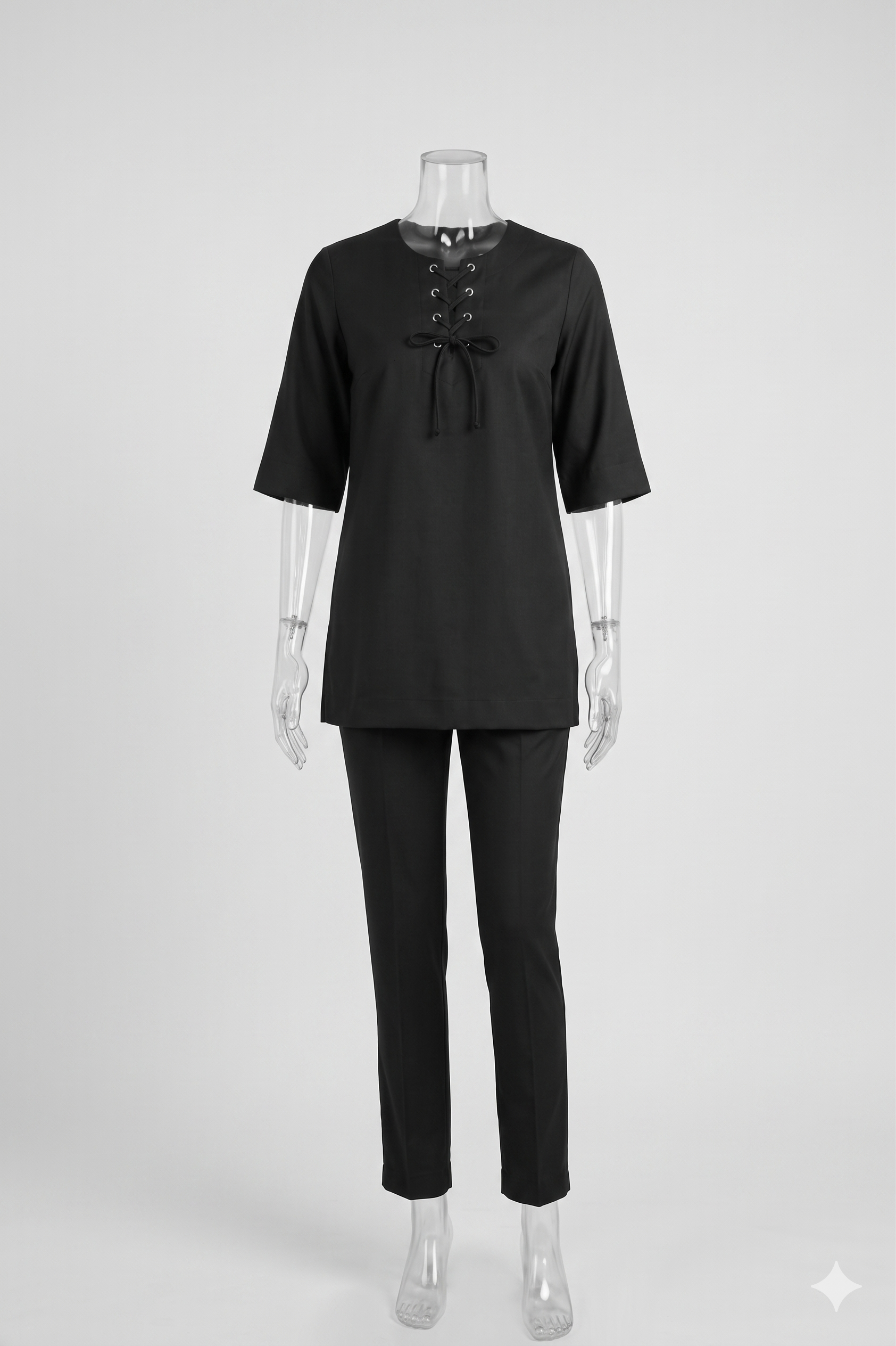 Black Lace-Up Tunic Co-ord Set