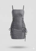 SLATE GREY LACE-UP BODYCON MINI DRESS