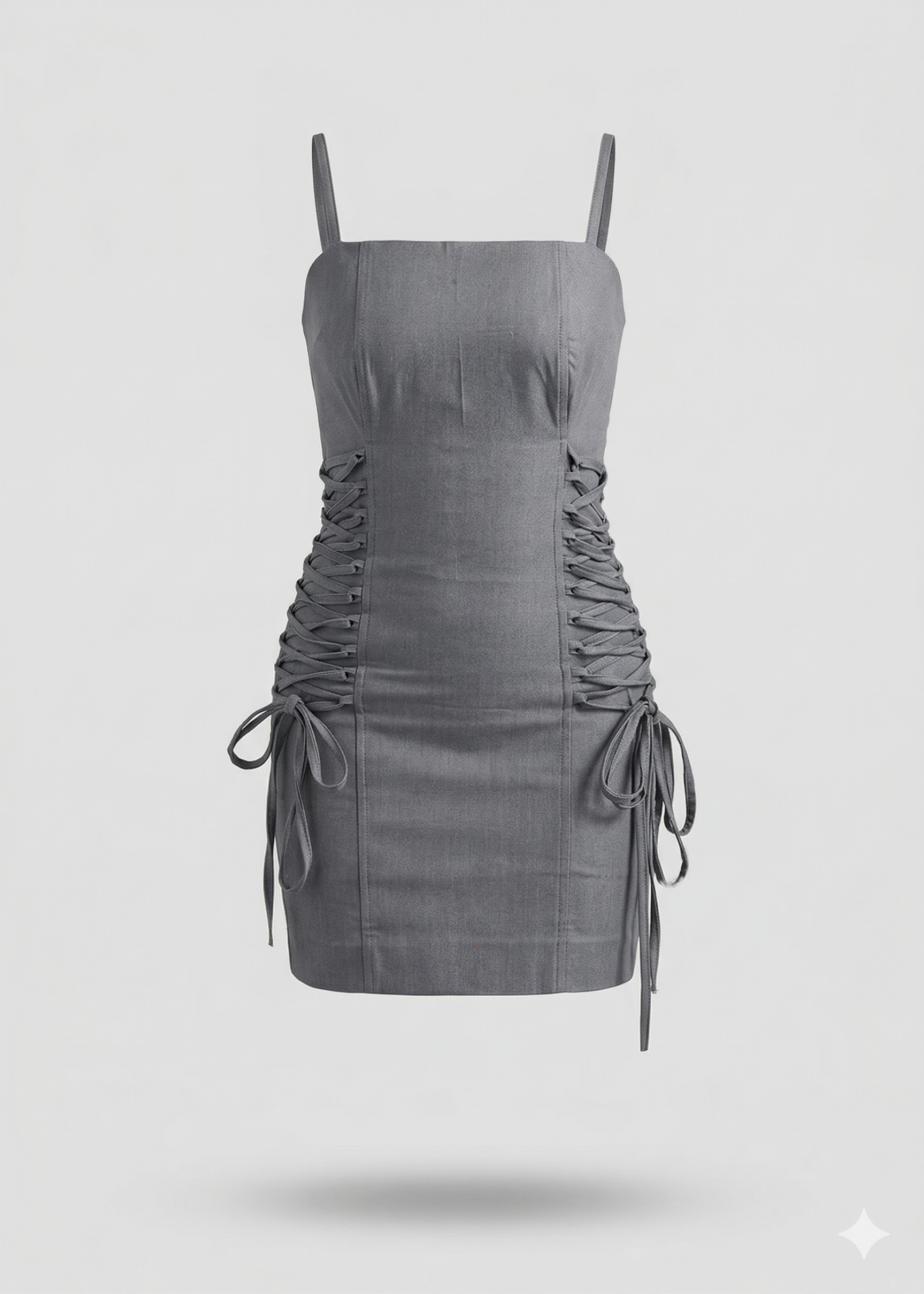 SLATE GREY LACE-UP BODYCON MINI DRESS