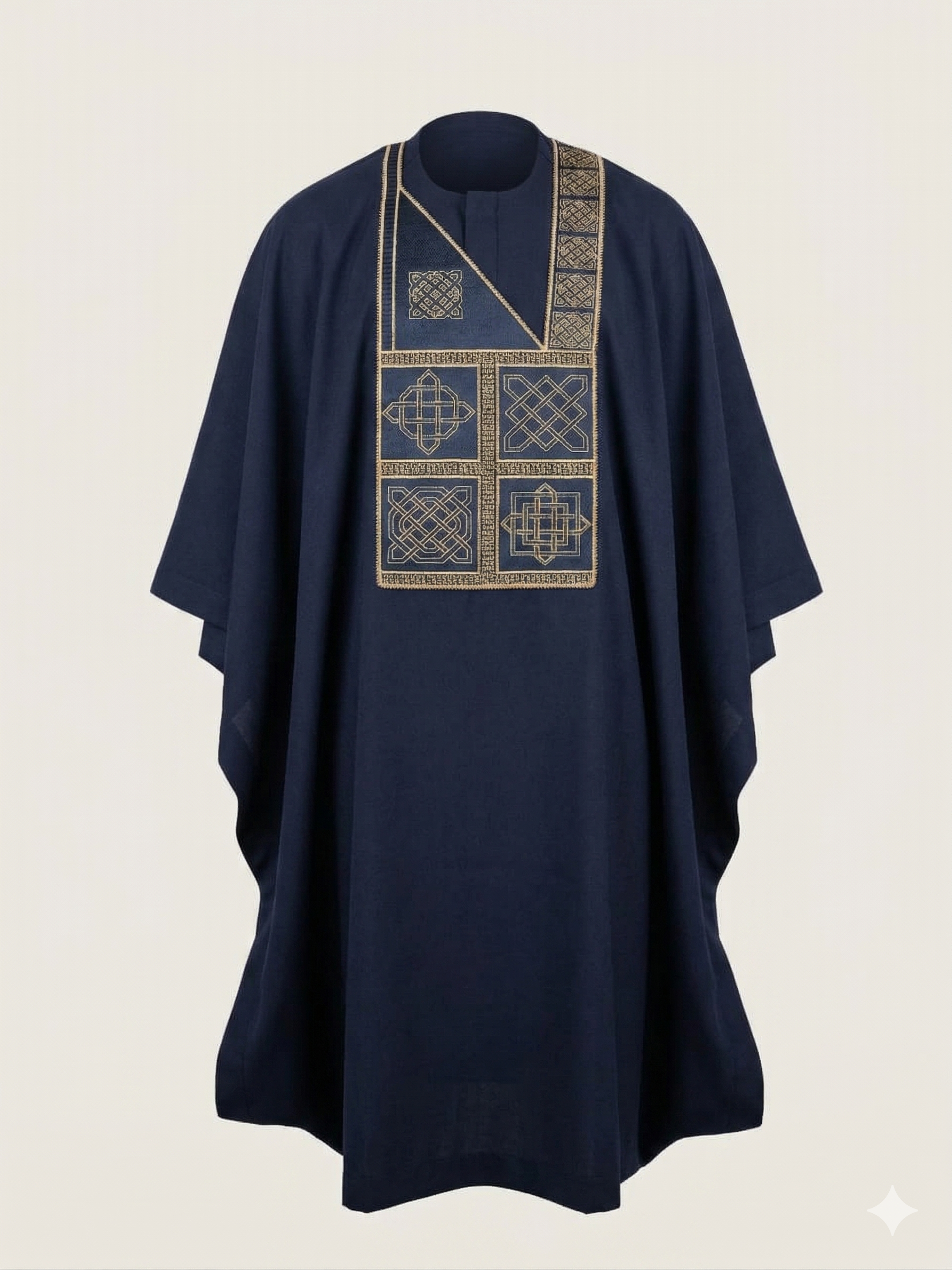 Navy Gold Embroidered Agbada