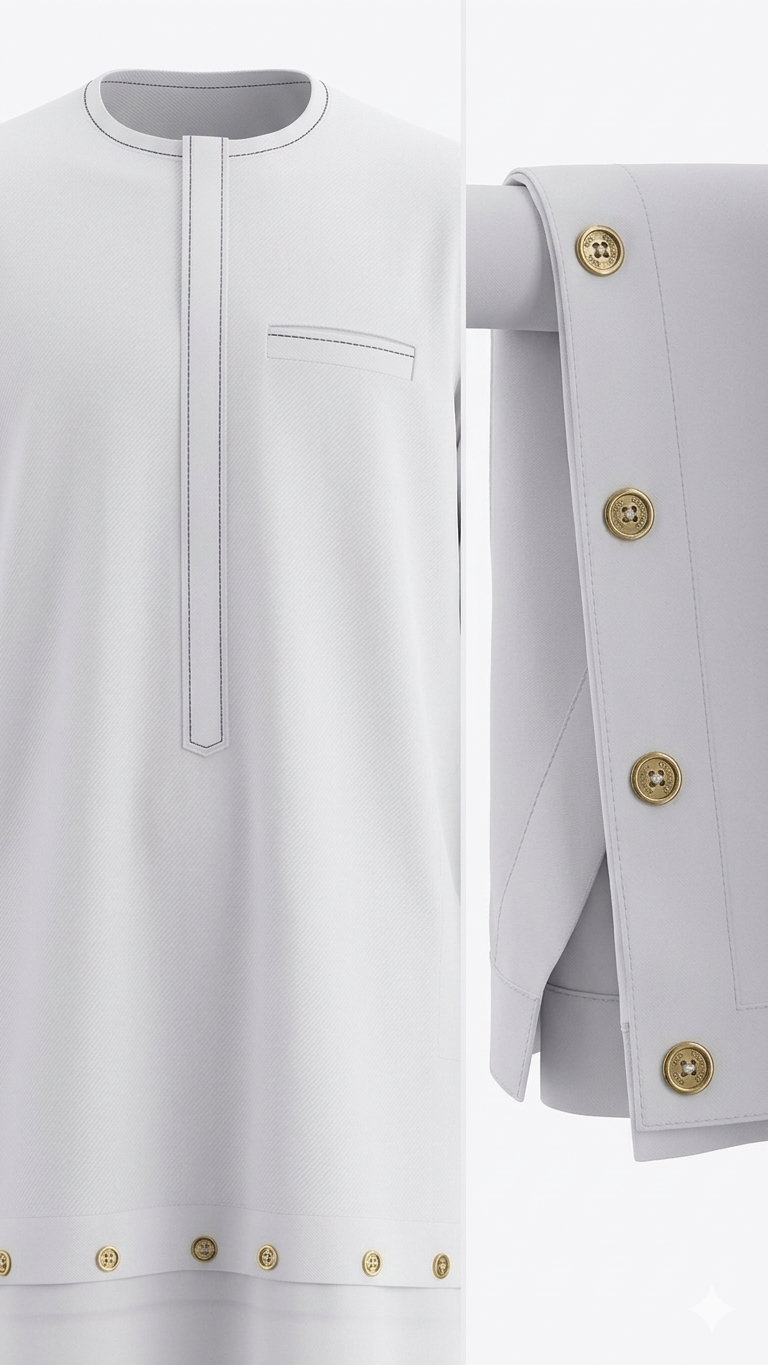 WHITE DETACHABLE SENATOR TO KAFTAN