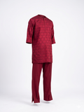 Men's Geometric Jacquard Senator Set – Burgundy