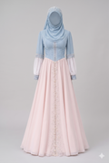 Pearl Embellished Two-Tone Modest Gown