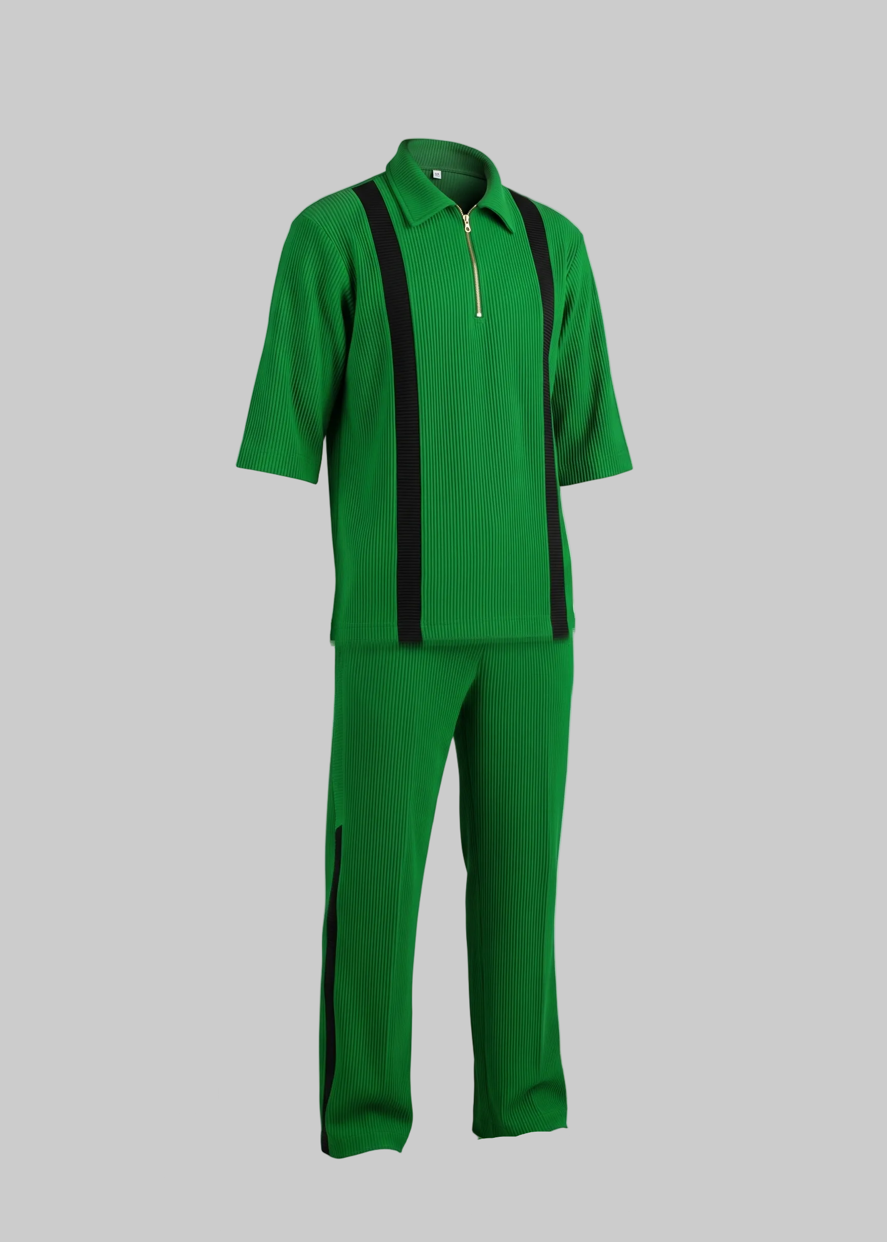 Emerald Green Ribbed Zip-Collar 2pcs