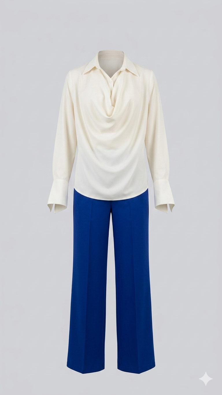 Asymmetric Blouse & Wide-Leg Pant Set